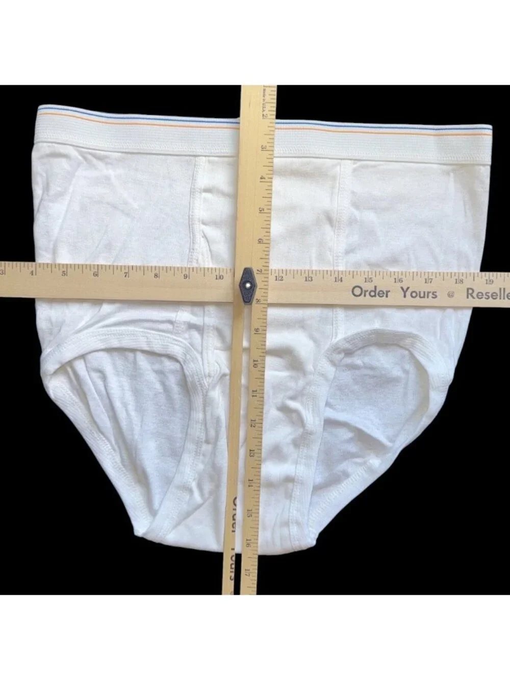 Vintage Tighty Whities Fruit of the Loom Blue Gold Stripe NOS 38-40 LOT OF 2